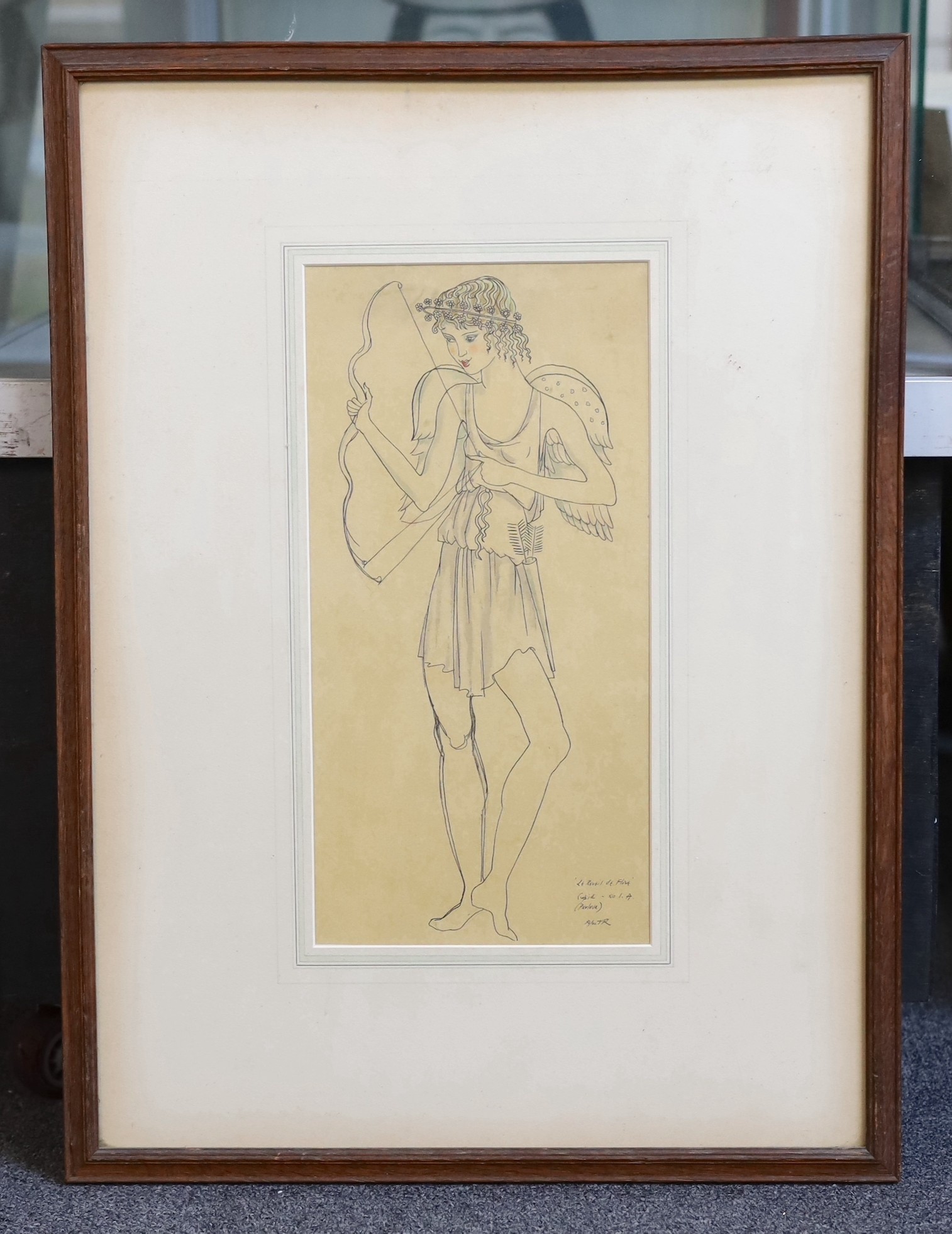 Albert Rutherston, R.W.S. (1881-1953), ‘Le Reveil de Flore’, Cupid. No1A (Pavlova), Ink and watercolour, 35 x 17cm.